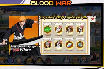 Feature image for our Blood War tier list. It shows a rewards screen from the game, with a waist-up picture of the Bleach character Ichigo Kurosaki